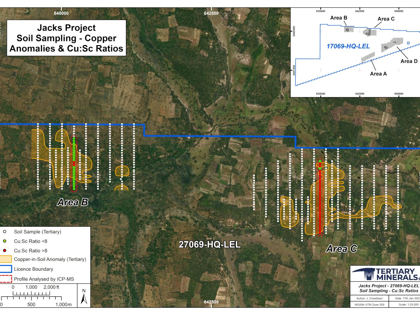 Jacks Copper Project Soil Sampling - Copper:Scandium Anomalies